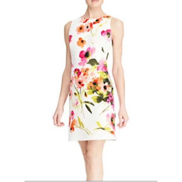 Ralph Lauren Dress 10 Floral Colorful Career Church Stretch Washable $155 - Picture 2 of 13